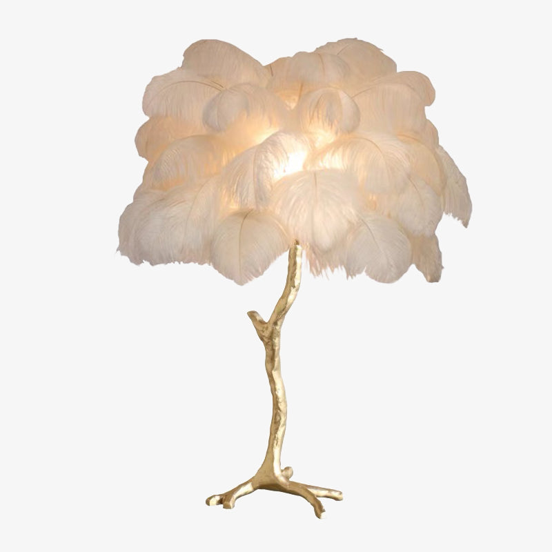 Nordic Luxury | Luksusowa Lampa z Piórami Strusia – Designerska Lampa Podłogowa do Salonu i Sypialni