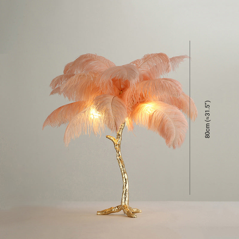 Nordic Luxury | Luksusowa Lampa z Piórami Strusia – Designerska Lampa Podłogowa do Salonu i Sypialni
