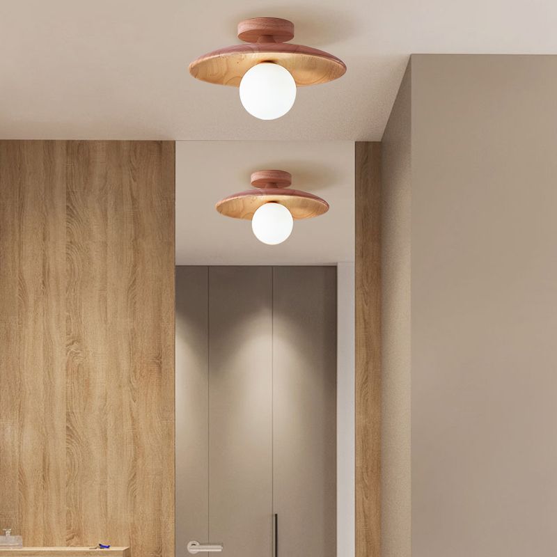 Oaki | Lampa sufitowa typu flush mount z wyjątkowym designem bąbelków | Eleganckie połączenie drewna i szkła dla ponadczasowego uroku