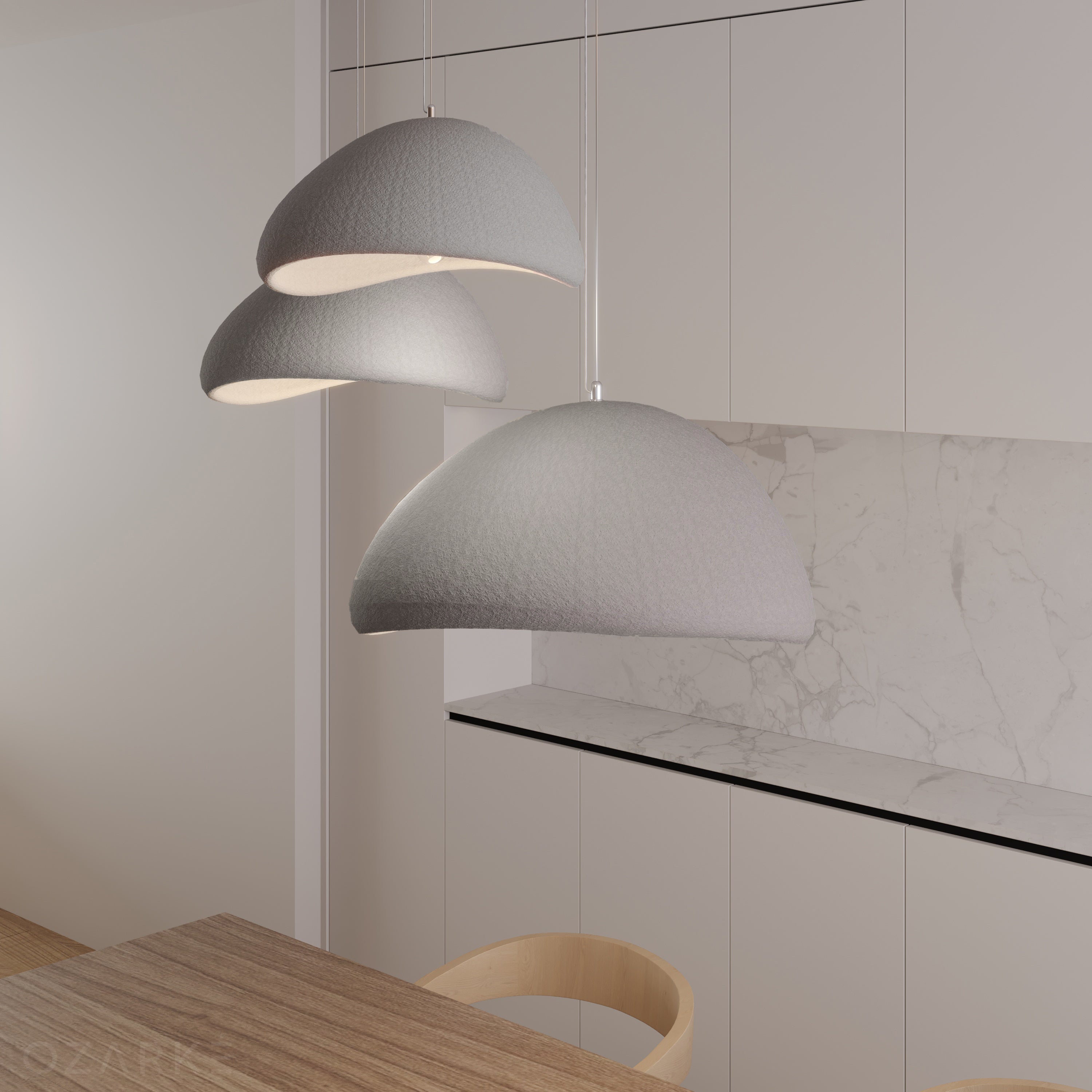 Organiczna lampa wisząca | Oświetlenie z regulowaną wysokością do kuchni | Pięć rozmiarów dla przytulnych wnętrz