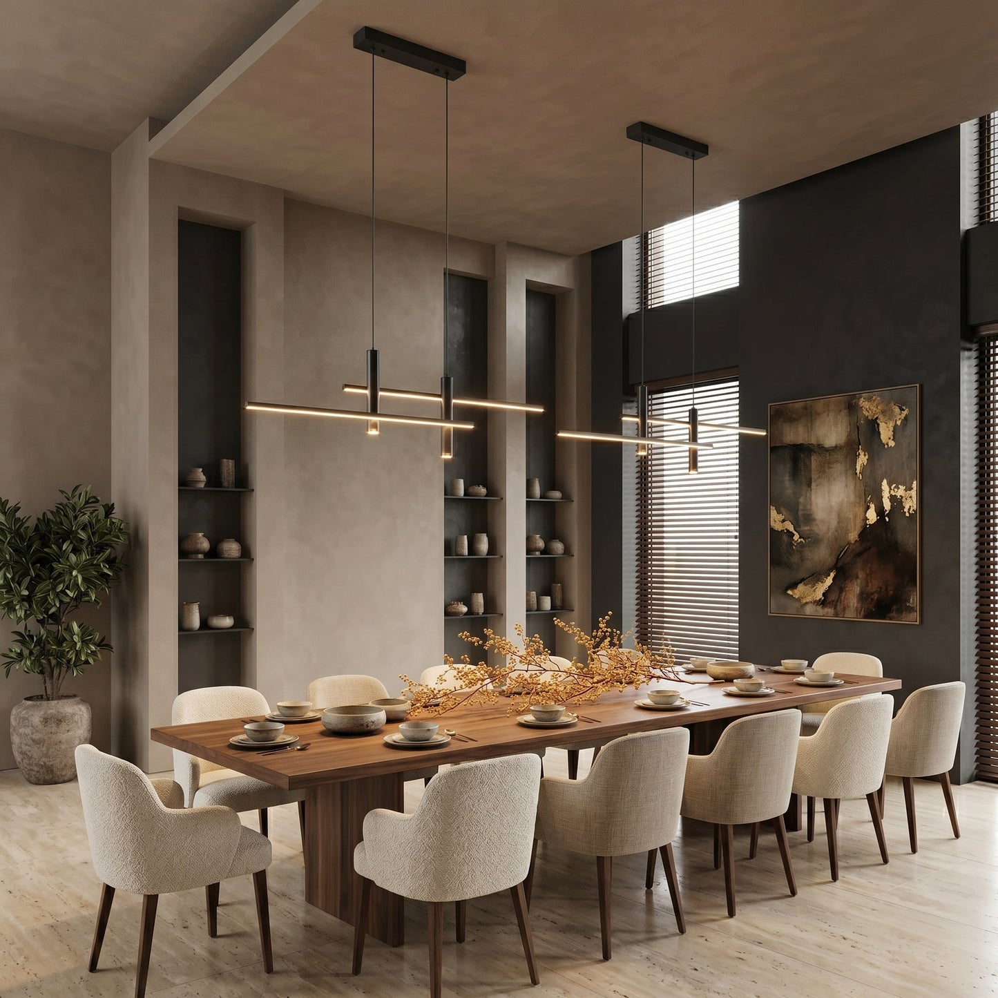 Kolekcja Otto | Liniowa lampa wisząca LED z regulowanymi przewodami zawieszenia | Nowoczesny design zapewniający eleganckie oświetlenie