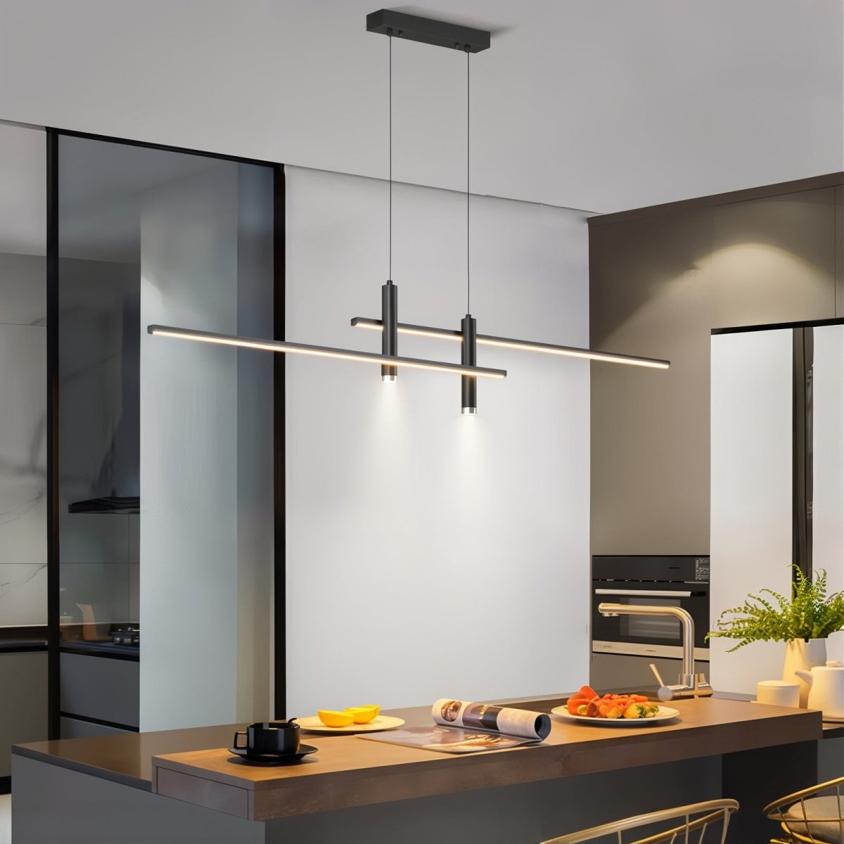Kolekcja Otto | Liniowa lampa wisząca LED z regulowanymi przewodami zawieszenia | Nowoczesny design zapewniający eleganckie oświetlenie