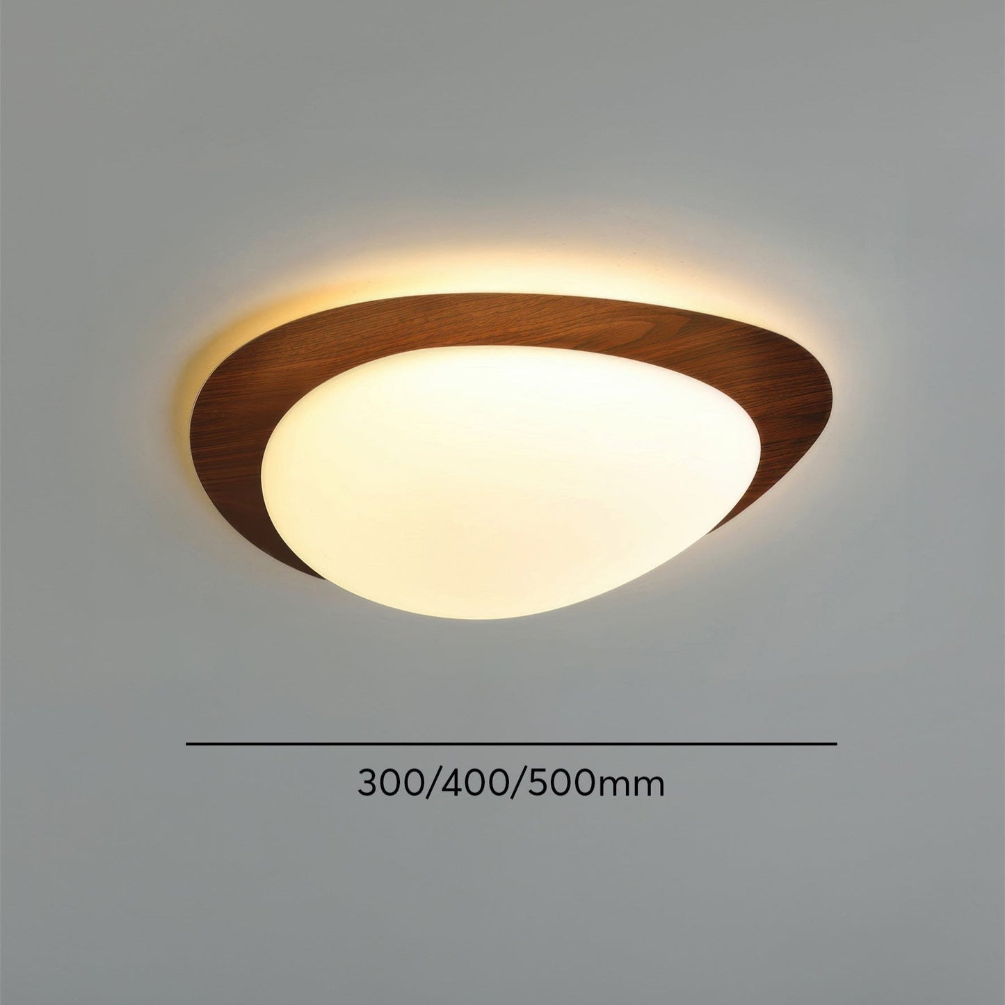 PebbleGlow | Elegancka lampa sufitowa typu flush mount z naturalnym wykończeniem imitującym usłojenie drewna
