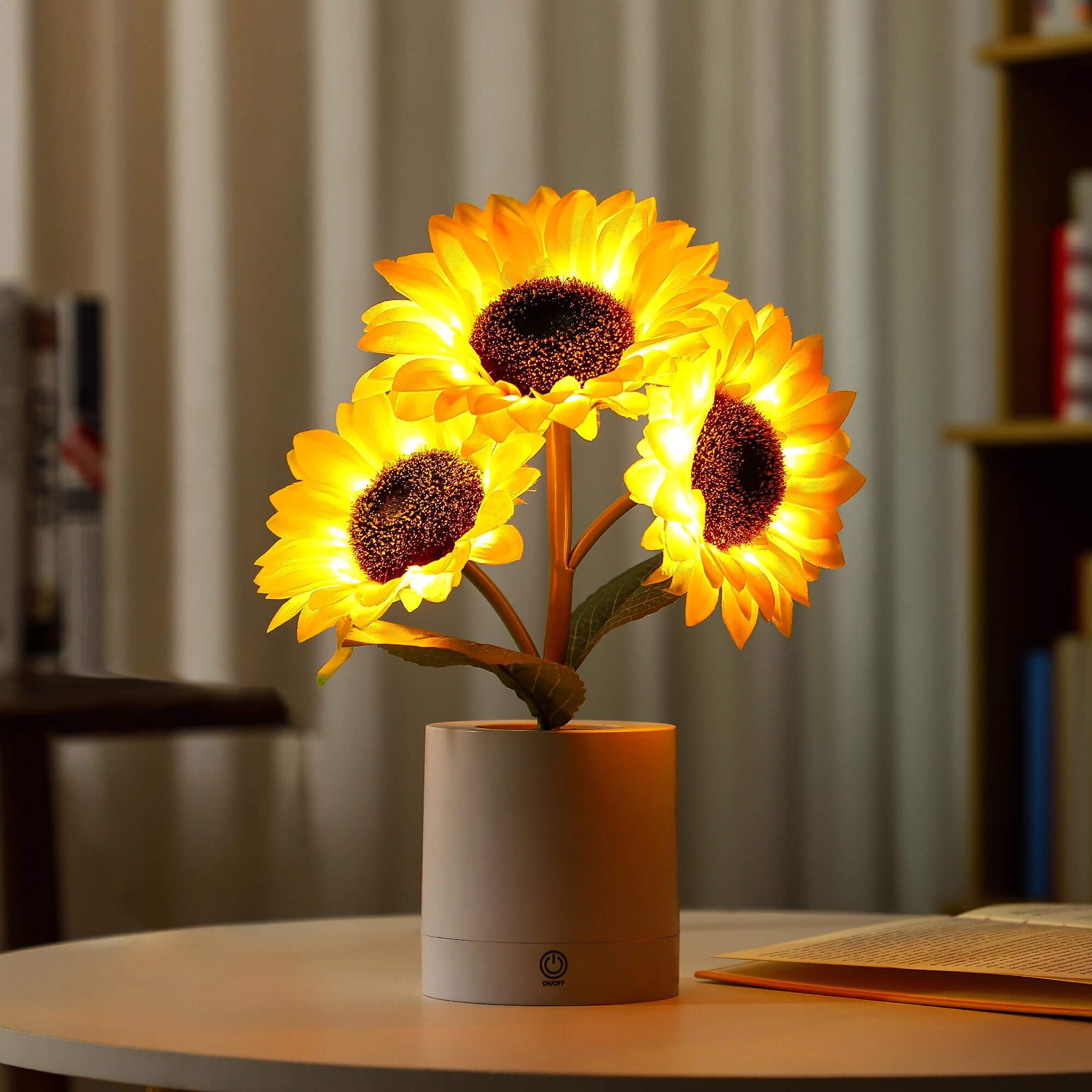 Promienna Dekoracja Kwiatowa | Lampa Słonecznik z Podświetleniem LED | Inspirowane Naturą Oświetlenie Tworzące Radosną Atmosferę