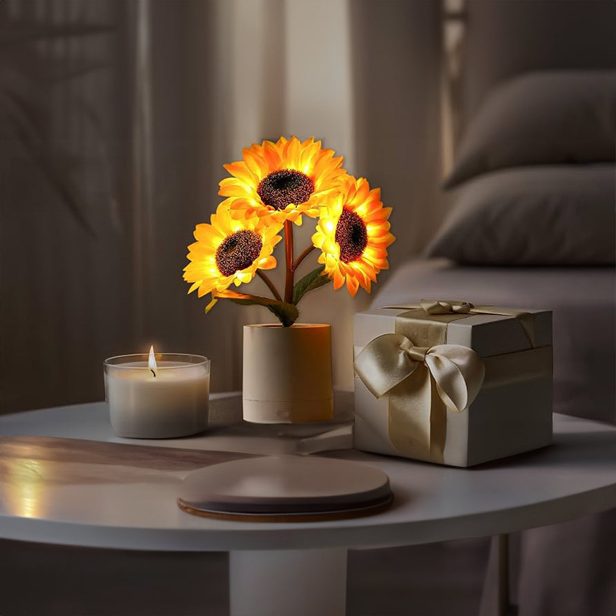 Promienna Dekoracja Kwiatowa | Lampa Słonecznik z Podświetleniem LED | Inspirowane Naturą Oświetlenie Tworzące Radosną Atmosferę