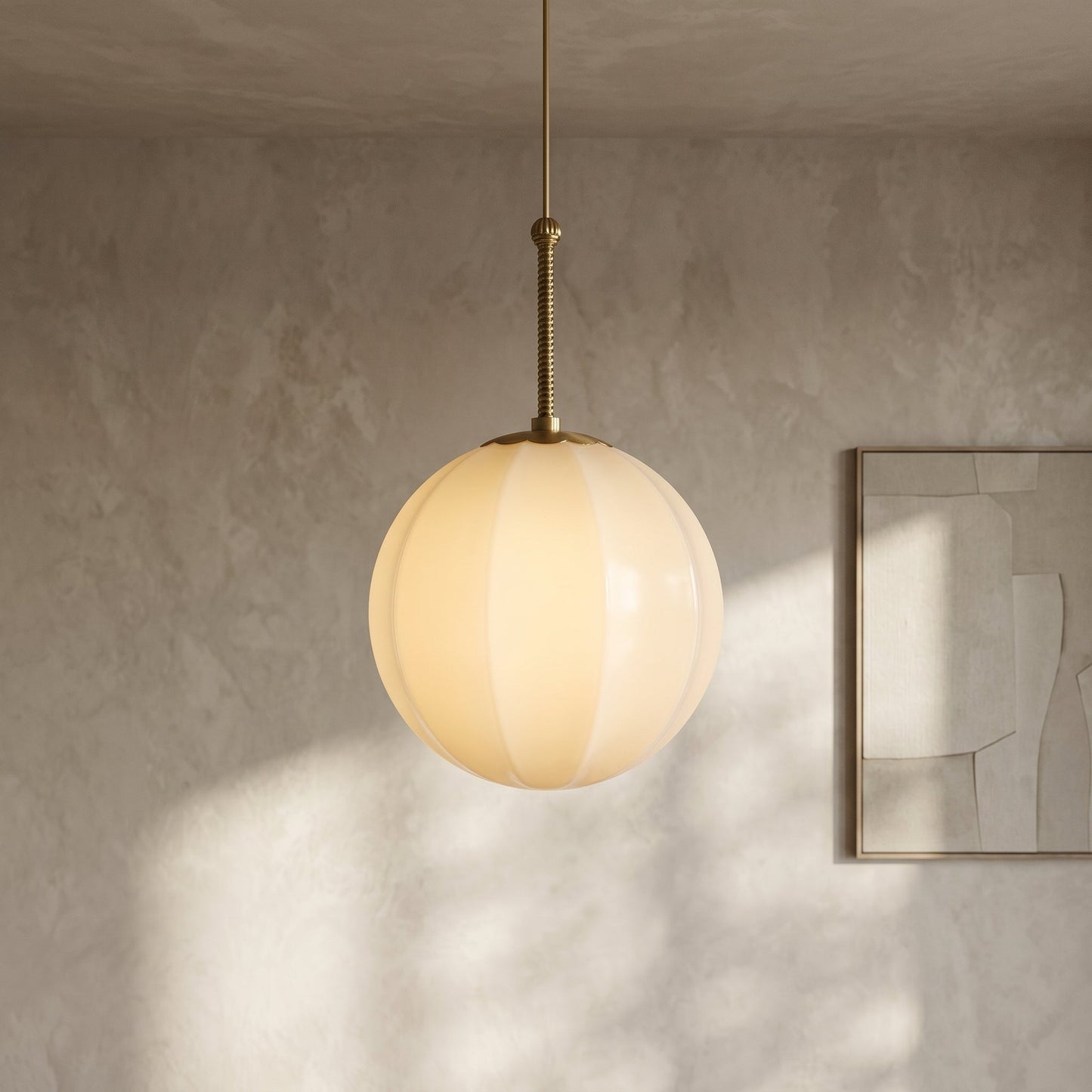Lampa wisząca z ryflowanego szkła | Design w kształcie dzwonu z regulowaną wysokością | Nowoczesne oświetlenie do kuchni zapewniające skoncentrowane światło