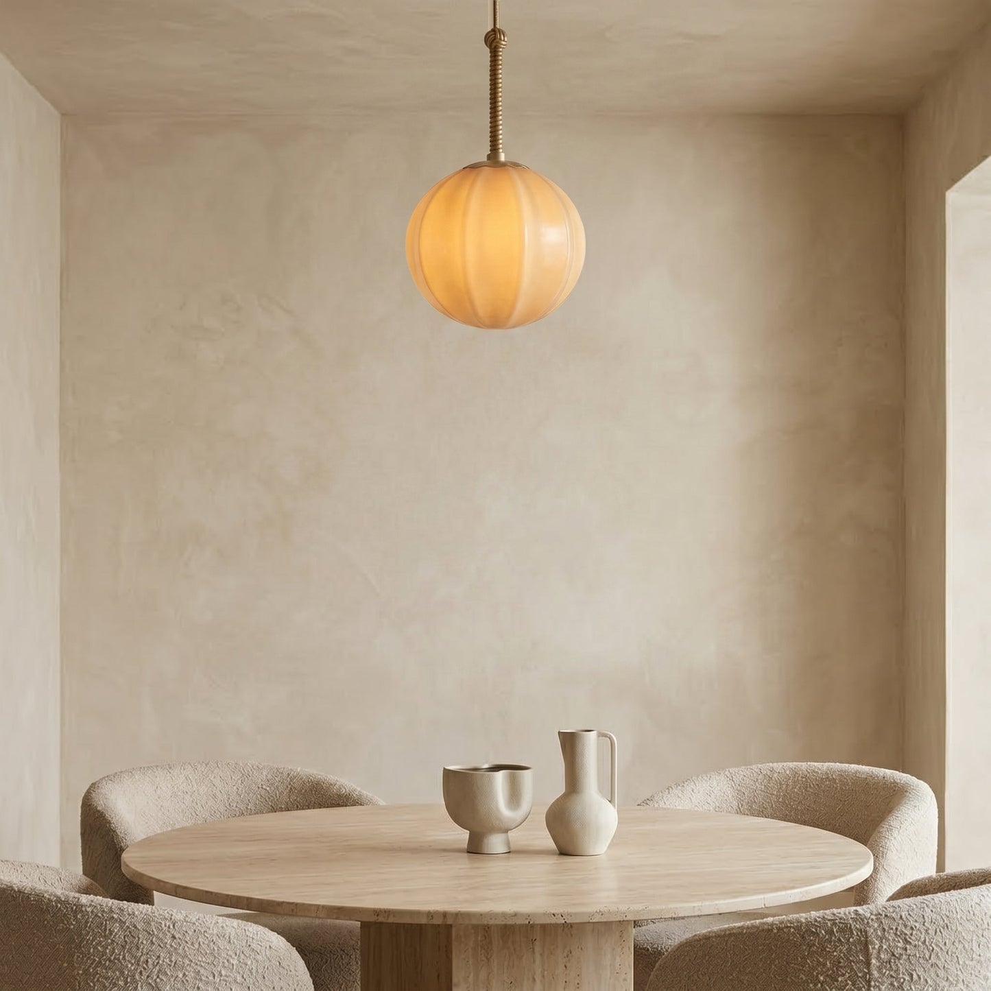 Lampa wisząca z ryflowanego szkła | Design w kształcie dzwonu z regulowaną wysokością | Nowoczesne oświetlenie do kuchni zapewniające skoncentrowane światło