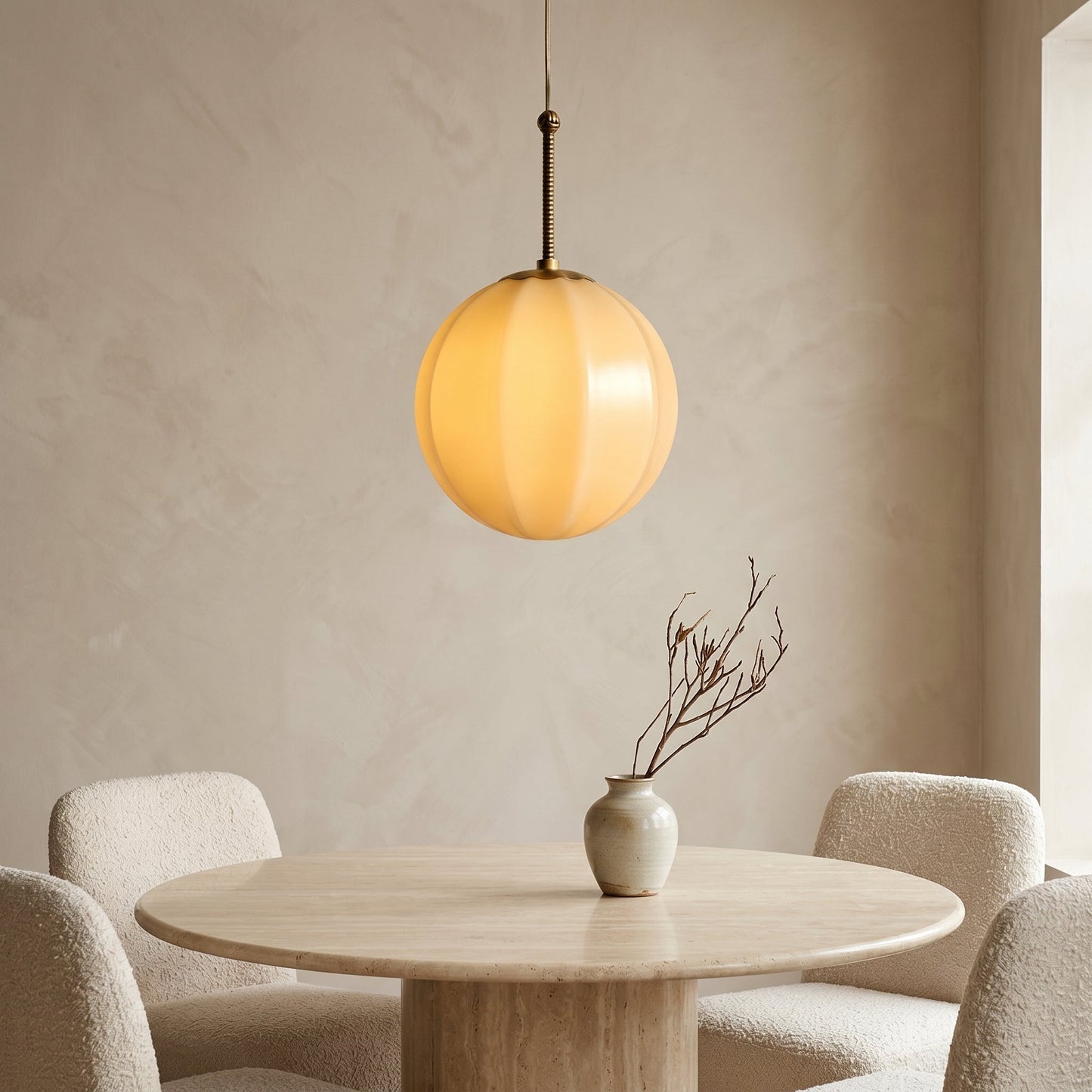 Lampa wisząca z ryflowanego szkła | Design w kształcie dzwonu z regulowaną wysokością | Nowoczesne oświetlenie do kuchni zapewniające skoncentrowane światło