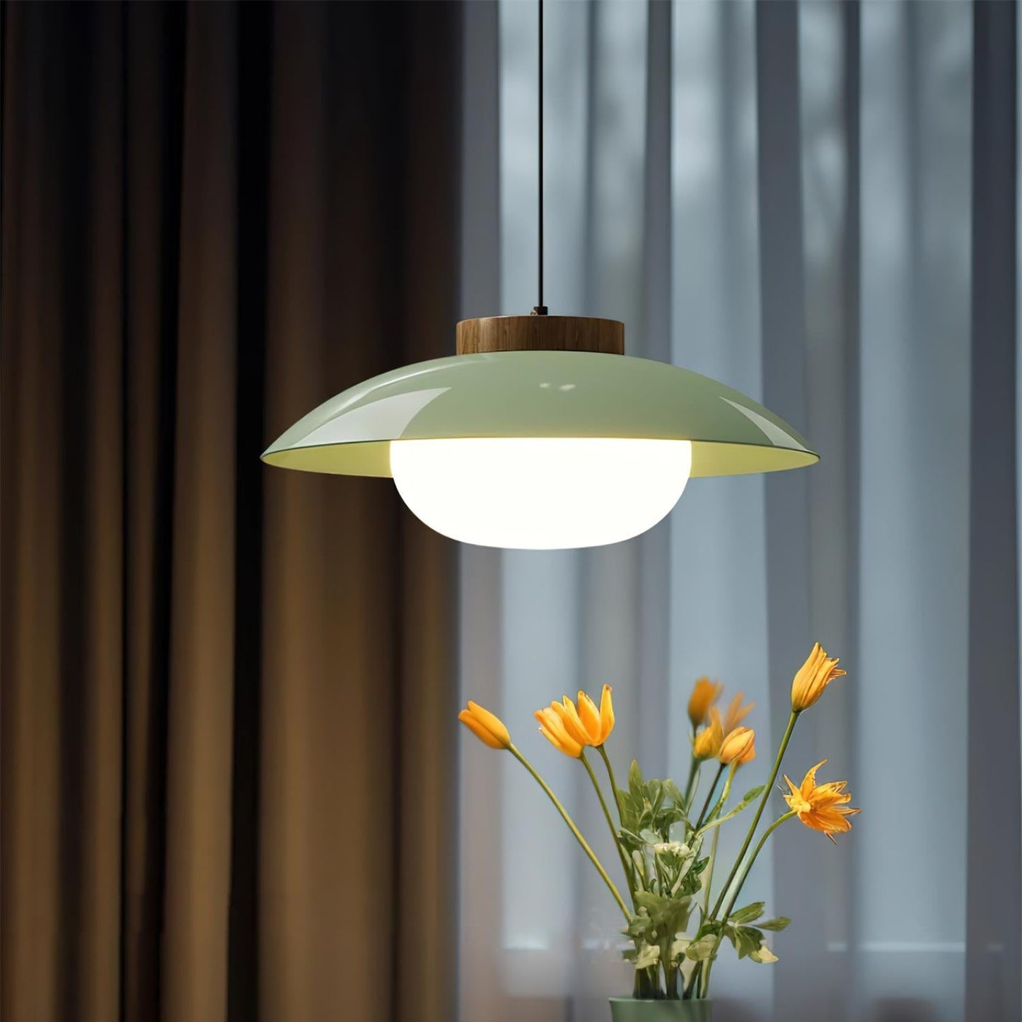 Kolekcja Sima | Lampa wisząca z regulowaną wysokością i kloszem w kształcie spodka | Nowoczesny design do wyspy kuchennej