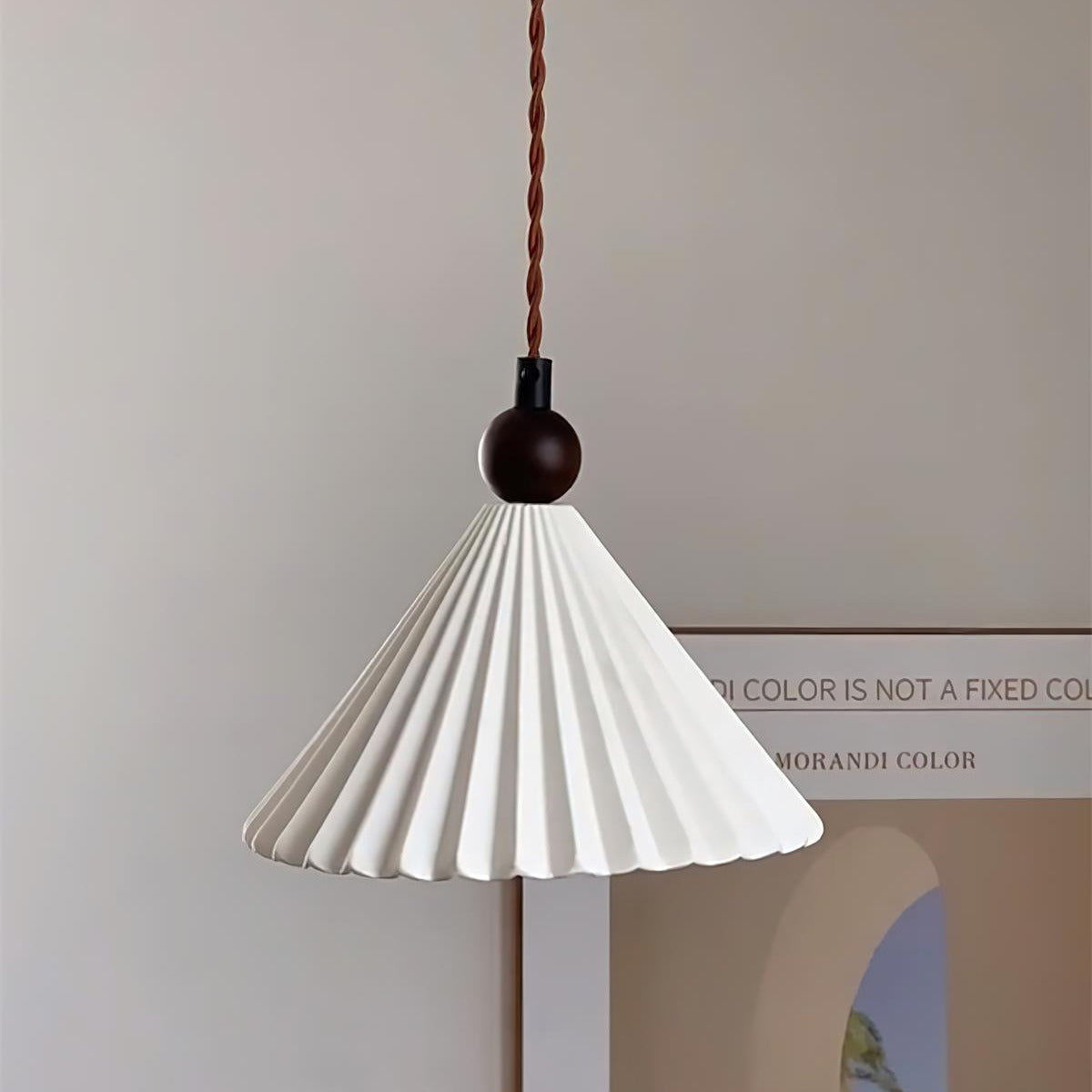 Kolekcja Skyler | Lampa wisząca z plisowanym ceramicznym kloszem | Retro-nowoczesny design do stylowych wnętrz