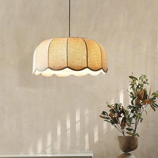 Sora | Lampa wisząca z naturalnej tkaniny i regulowaną wysokością | Eleganckie oświetlenie do kuchni dla spokojnych wnętrz