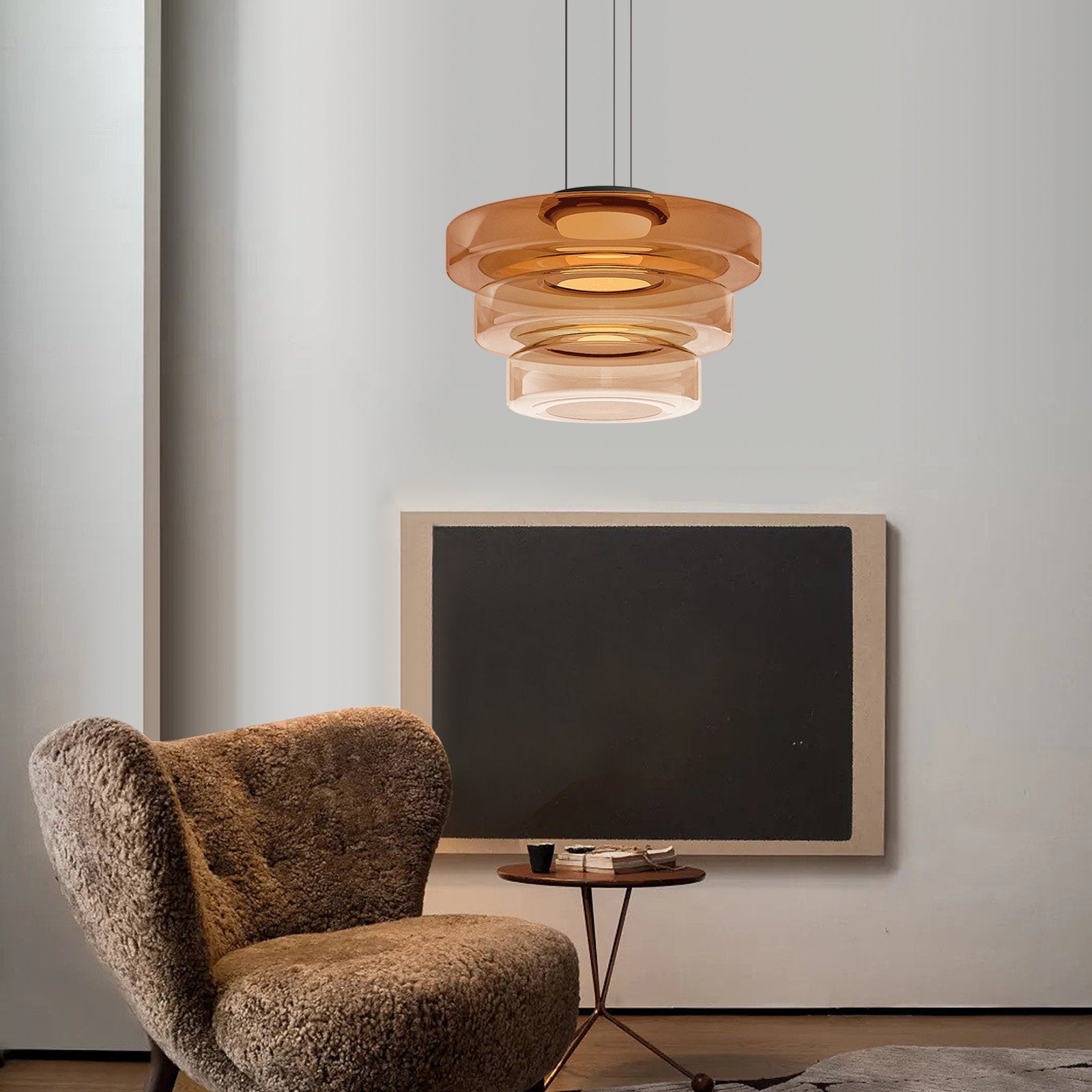 Styl Bauhaus | Lampa Wisząca z Regulowanym Sznurkiem i Szklanym Kloszem | Elegancka Lampa do Salonów i Nad Stół 2