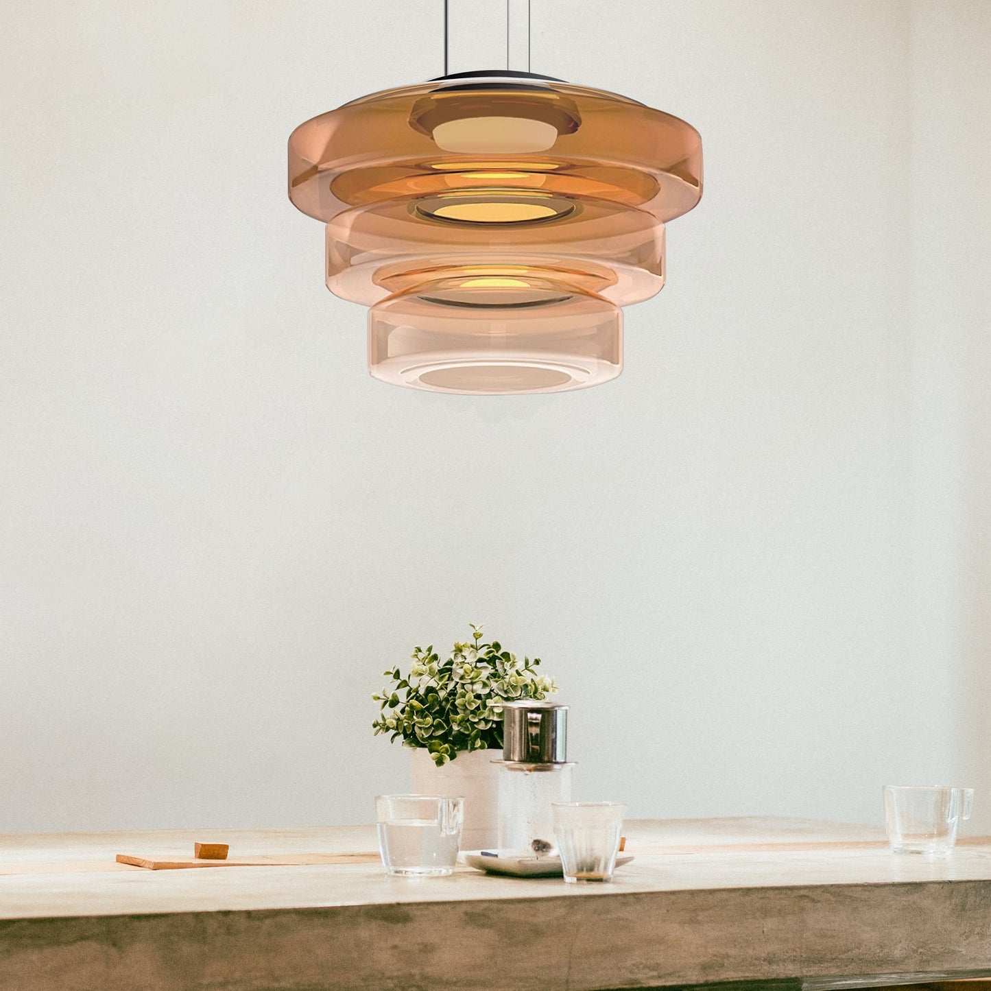 Styl Bauhaus | Lampa Wisząca z Regulowanym Sznurkiem i Szklanym Kloszem | Elegancka Lampa do Salonów i Nad Stół 3
