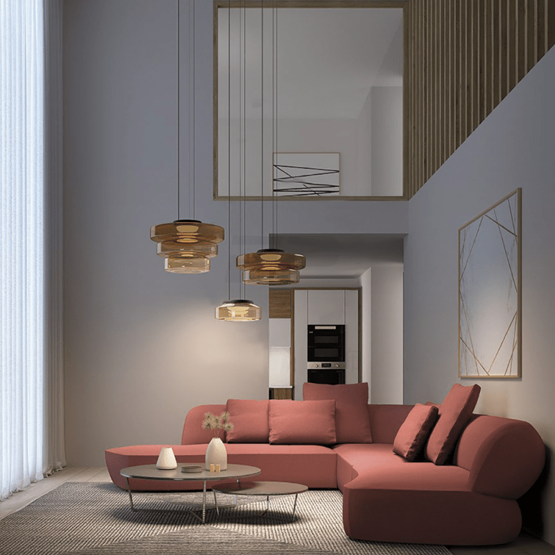Styl Bauhaus | Lampa Wisząca z Regulowanym Sznurkiem i Szklanym Kloszem | Elegancka Lampa do Salonów i Nad Stół 7