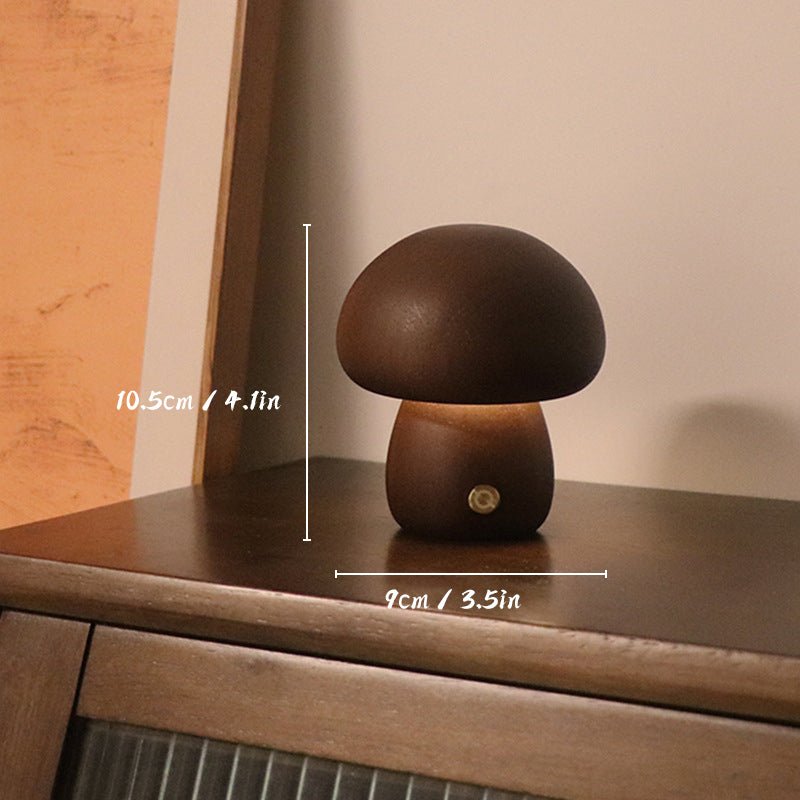 Stylowa Lampa Stołowa Bezprzewodowa w Kształcie Grzybka z USB | Drewniana Konstrukcja dla Przytulnej Atmosfery w Salonach 5