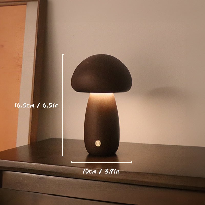 Stylowa Lampa Stołowa Bezprzewodowa w Kształcie Grzybka z USB | Drewniana Konstrukcja dla Przytulnej Atmosfery w Salonach 7
