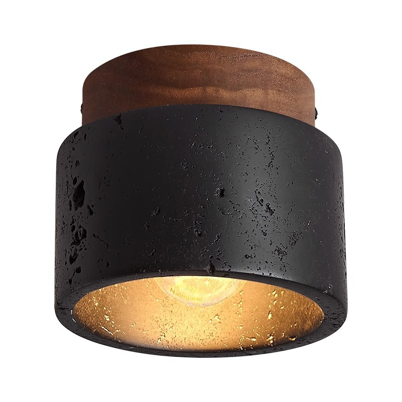 TerraGlow | Elegancka lampa sufitowa w kolorze czarnego kamienia do nowoczesnych wnętrz