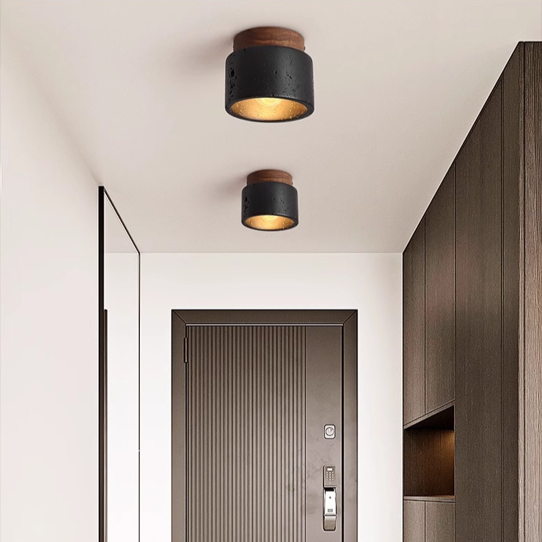 TerraGlow | Elegancka lampa sufitowa w kolorze czarnego kamienia do nowoczesnych wnętrz