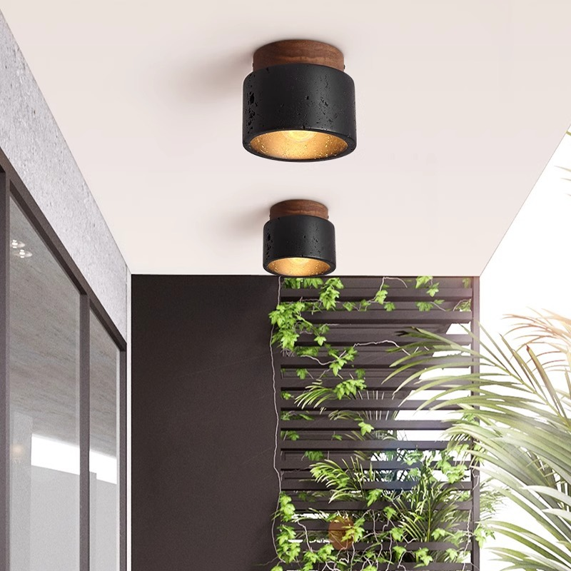 TerraGlow | Elegancka lampa sufitowa w kolorze czarnego kamienia do nowoczesnych wnętrz