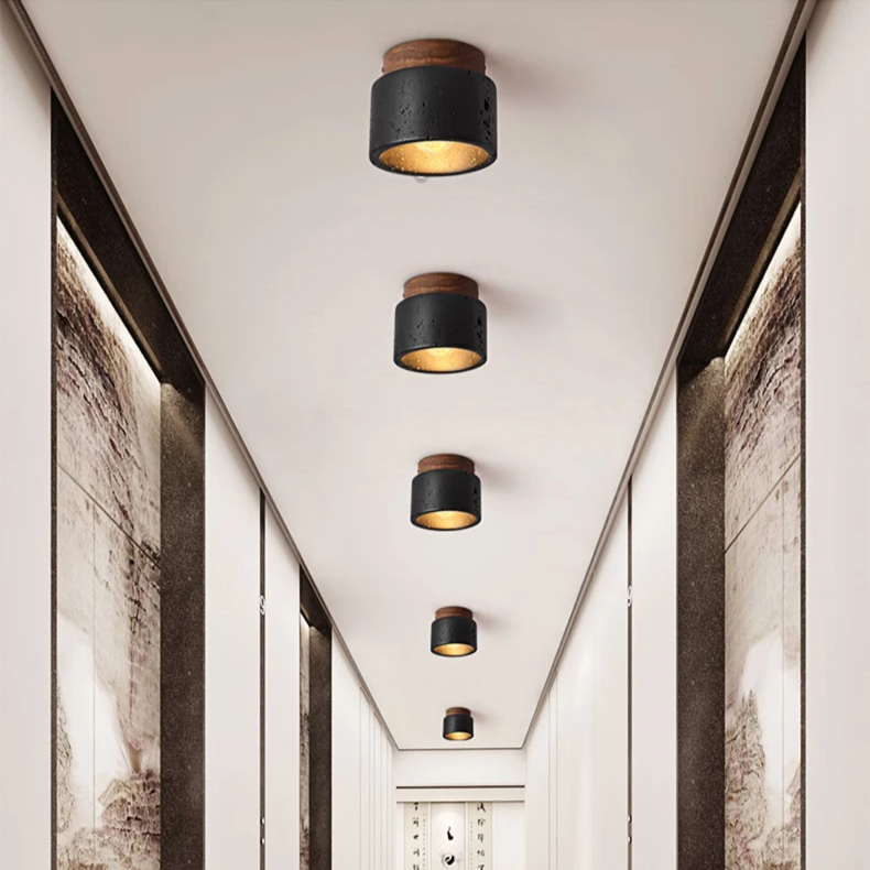 TerraGlow | Elegancka lampa sufitowa w kolorze czarnego kamienia do nowoczesnych wnętrz