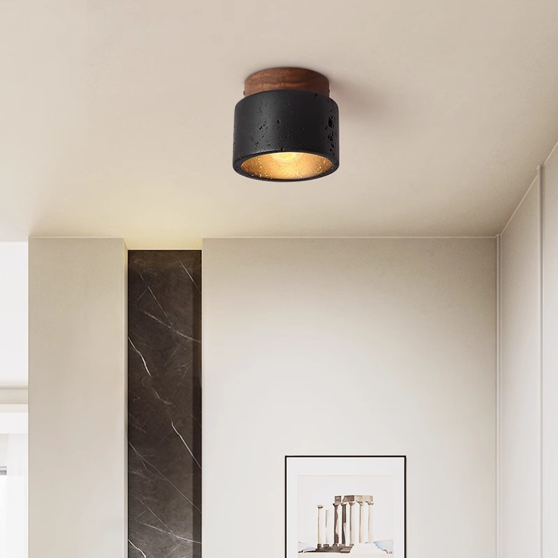 TerraGlow | Elegancka lampa sufitowa w kolorze czarnego kamienia do nowoczesnych wnętrz