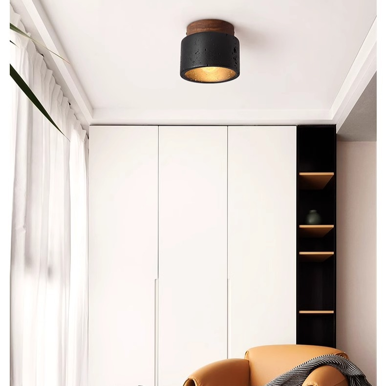 TerraGlow | Elegancka lampa sufitowa w kolorze czarnego kamienia do nowoczesnych wnętrz