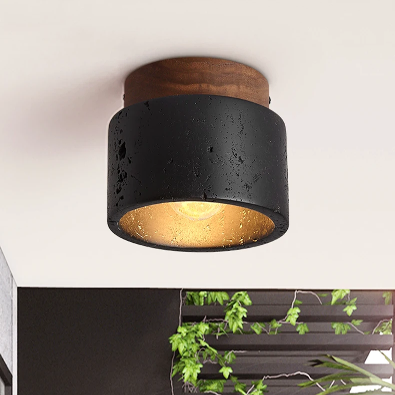 TerraGlow | Elegancka lampa sufitowa w kolorze czarnego kamienia do nowoczesnych wnętrz