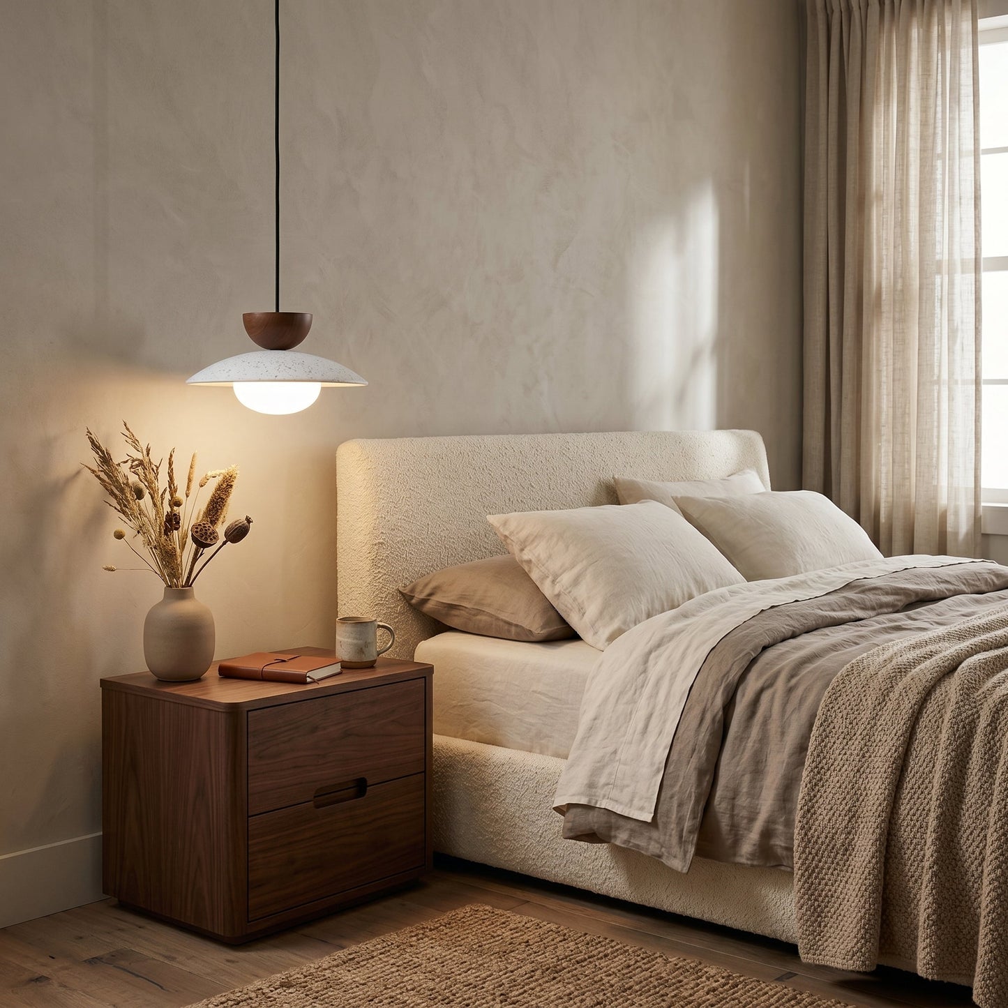 Tia | Lampa wisząca z naturalnego trawertynu z regulowaną wysokością | Wyjątkowy design zapewniający ciepłe oświetlenie ambientowe