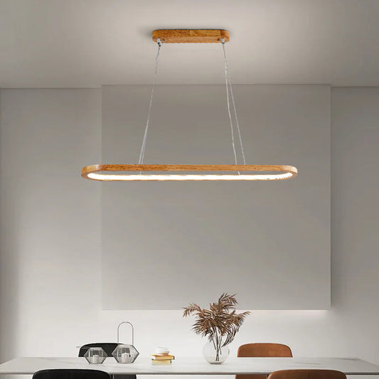 Veon | Nowoczesna owalna lampa wisząca z drewna z żarówką LED | Stylowe oświetlenie do jadalni i salonu