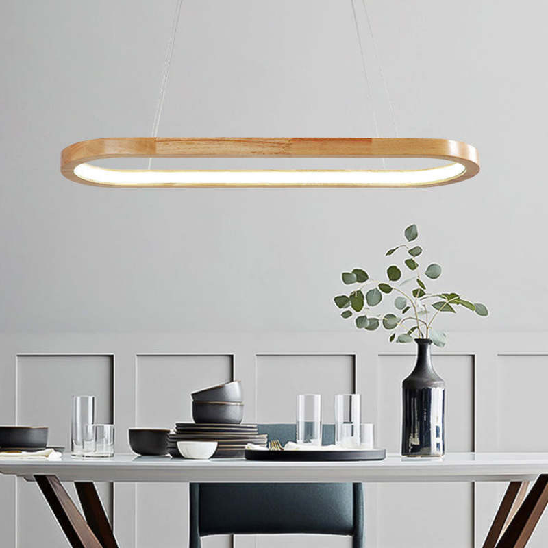 Veon | Nowoczesna owalna lampa wisząca z drewna z żarówką LED | Stylowe oświetlenie do jadalni i salonu