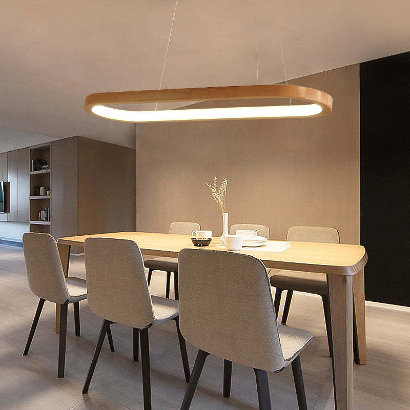 Veon | Nowoczesna owalna lampa wisząca z drewna z żarówką LED | Stylowe oświetlenie do jadalni i salonu