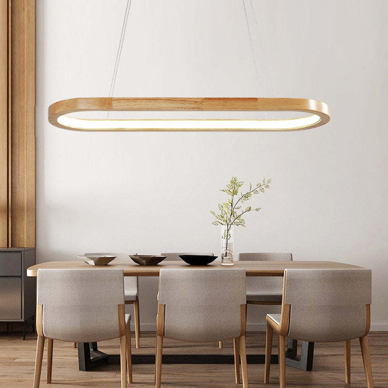 Veon | Nowoczesna owalna lampa wisząca z drewna z żarówką LED | Stylowe oświetlenie do jadalni i salonu