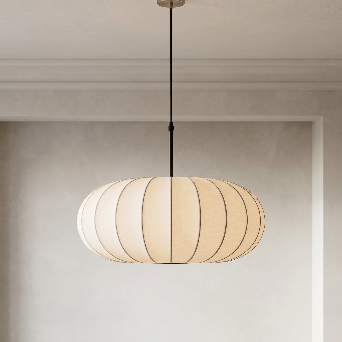 Verona | Lampa wisząca z warstwowym kloszem z tkaniny | Regulowana wysokość dla delikatnego oświetlenia ambientowego