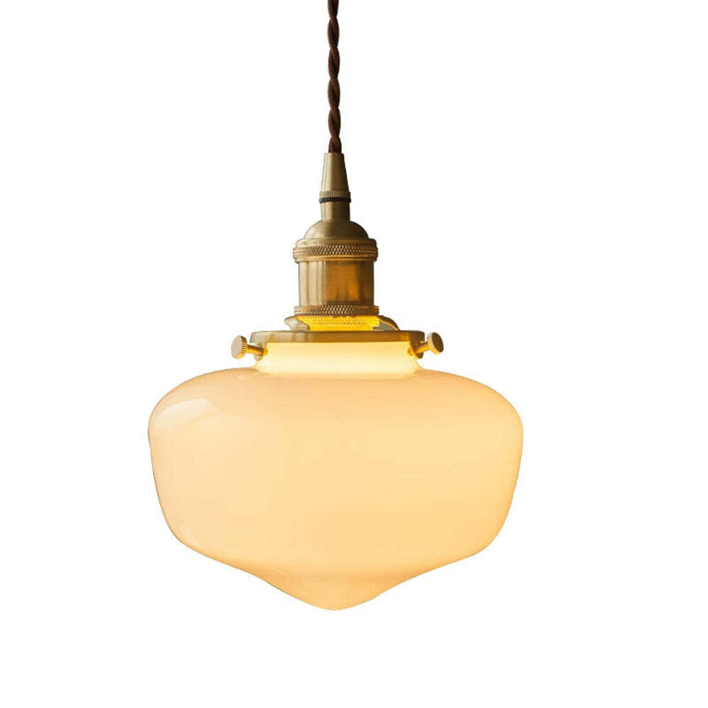 Vintage Charm | Szklana lampa wisząca z regulowaną długością | Retro mosiężny design dla eleganckiego oświetlenia