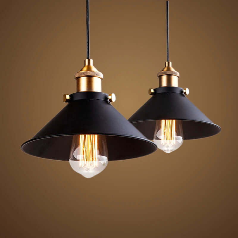 Vintage Elegance | Stożkowa lampa wisząca z mosiądzu z regulowanym przewodem | Idealna lampa do kuchni i przytulnej atmosfery