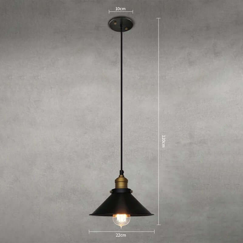 Vintage Elegance | Stożkowa lampa wisząca z mosiądzu z regulowanym przewodem | Idealna lampa do kuchni i przytulnej atmosfery