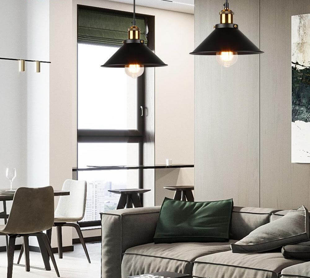 Vintage Elegance | Stożkowa lampa wisząca z mosiądzu z regulowanym przewodem | Idealna lampa do kuchni i przytulnej atmosfery