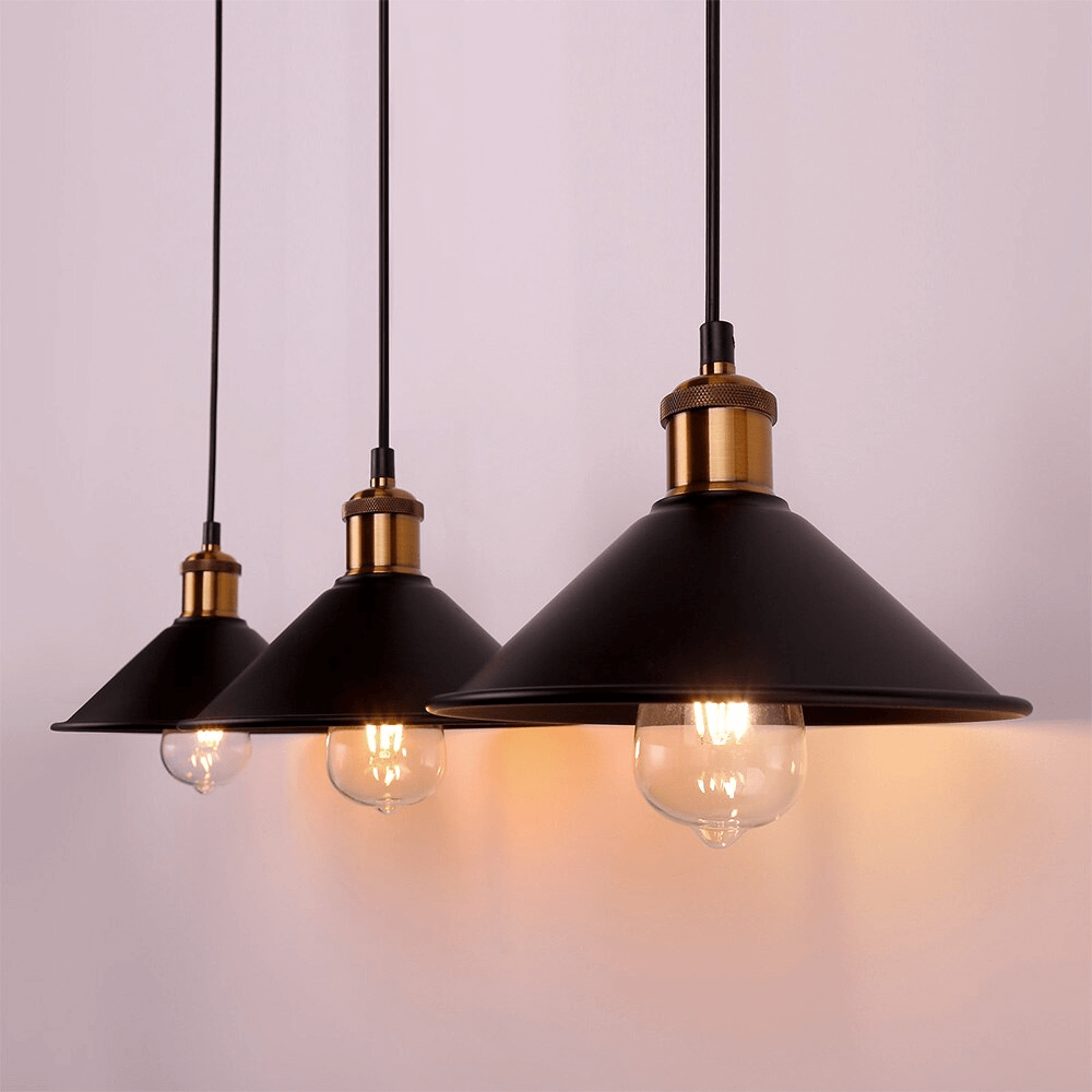 Vintage Elegance | Stożkowa lampa wisząca z mosiądzu z regulowanym przewodem | Idealna lampa do kuchni i przytulnej atmosfery