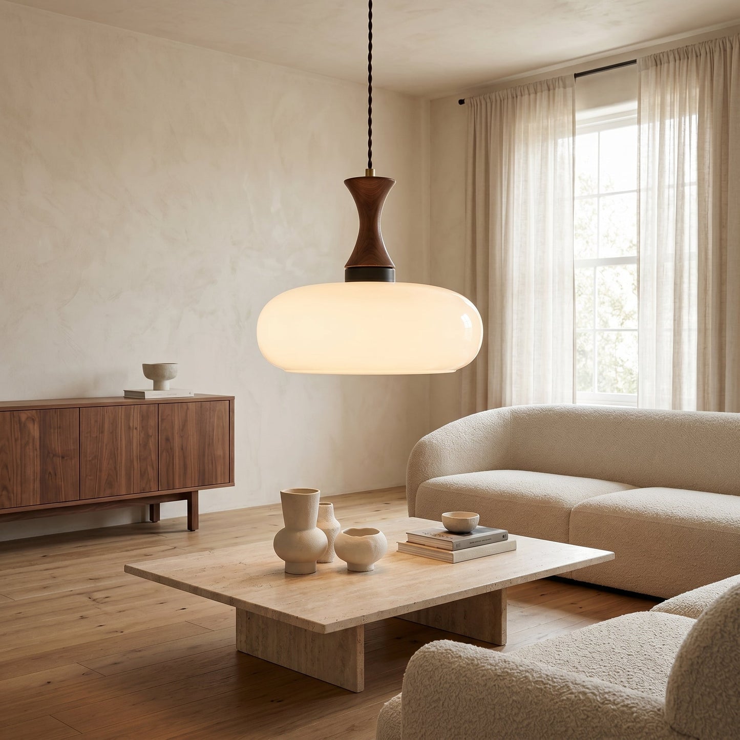 Vintage Elegance | Szklana lampa wisząca z antycznym brązowym kloszem | Regulowana wysokość dla przytulnej atmosfery w kuchni