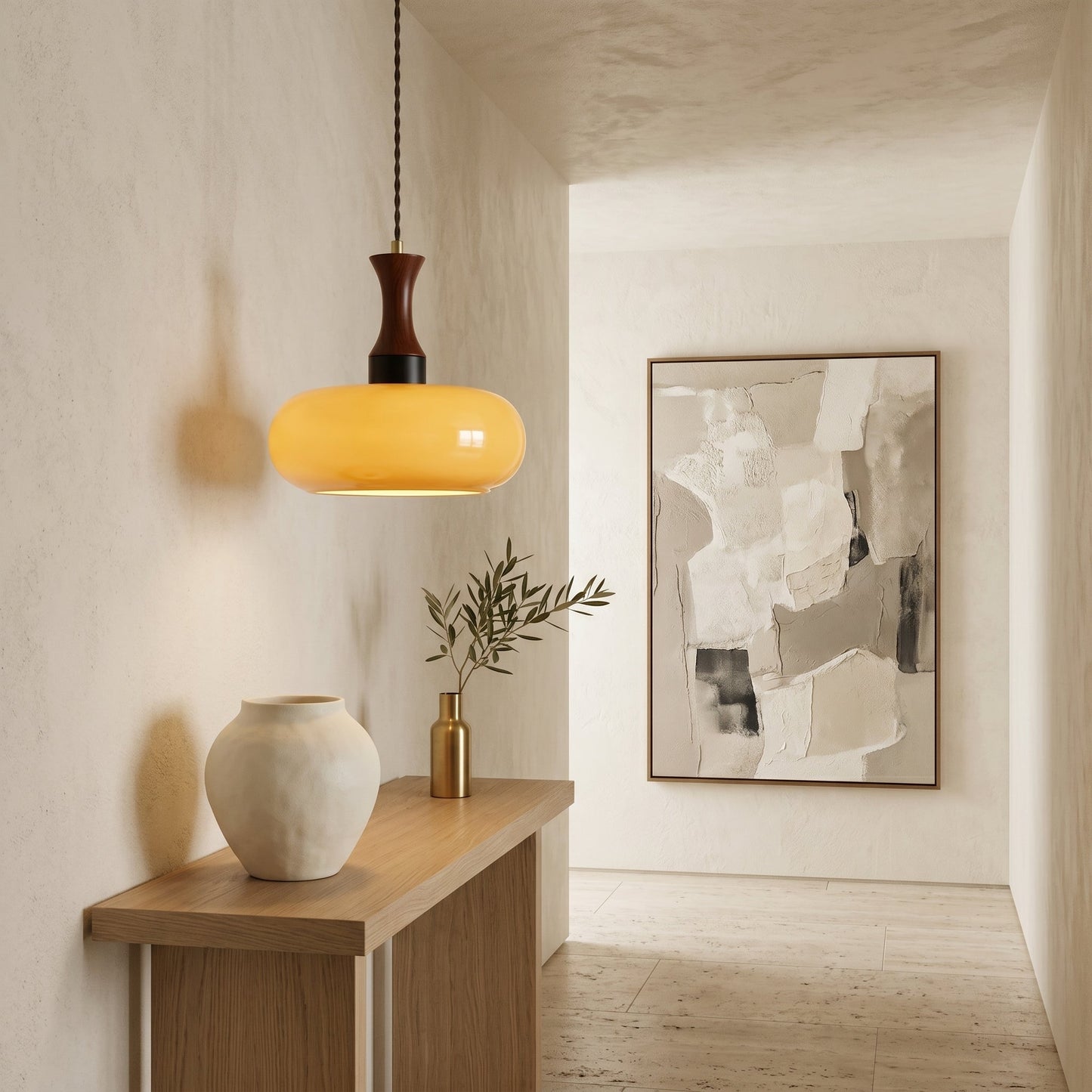 Vintage Elegance | Szklana lampa wisząca z antycznym brązowym kloszem | Regulowana wysokość dla przytulnej atmosfery w kuchni