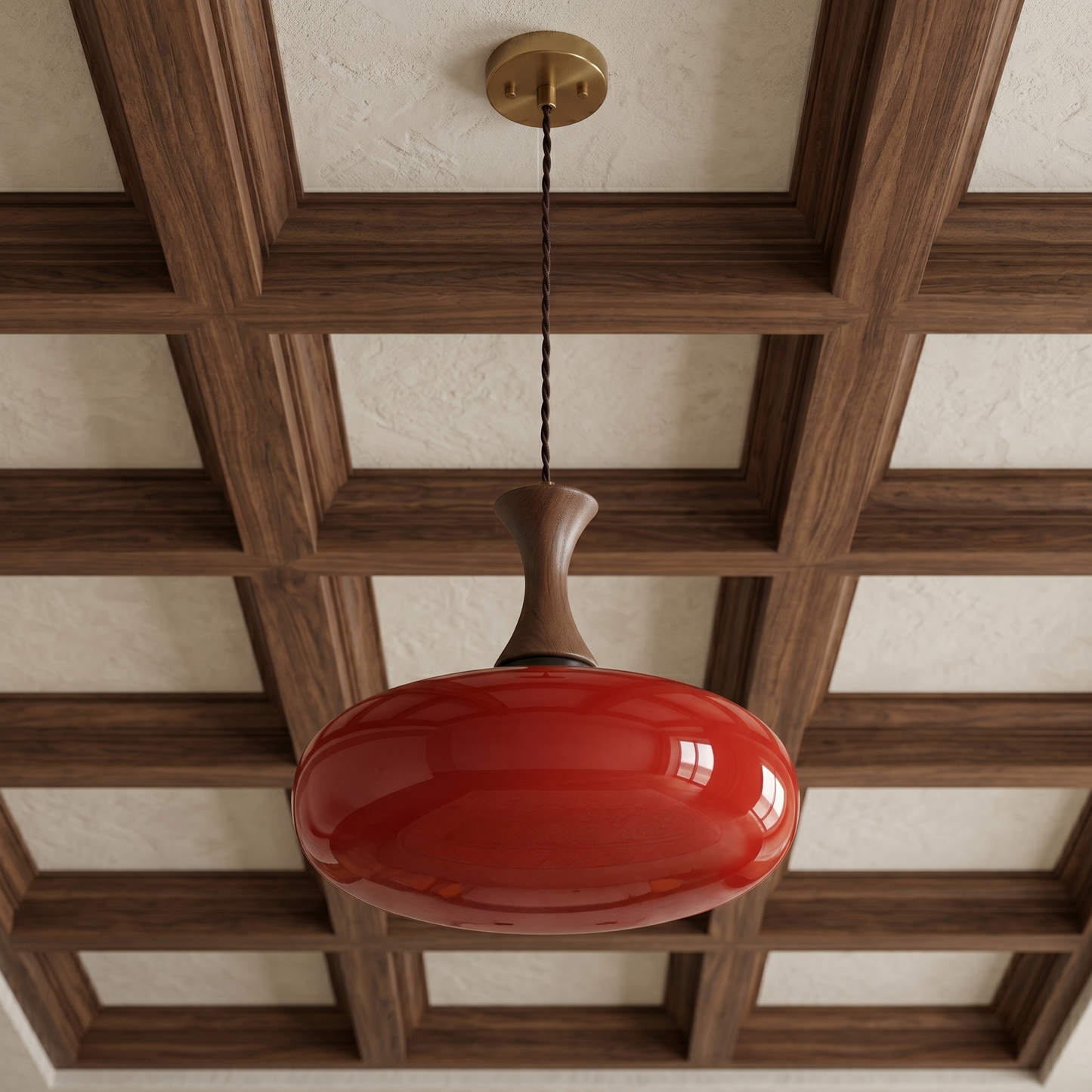 Vintage Elegance | Szklana lampa wisząca z antycznym brązowym kloszem | Regulowana wysokość dla przytulnej atmosfery w kuchni