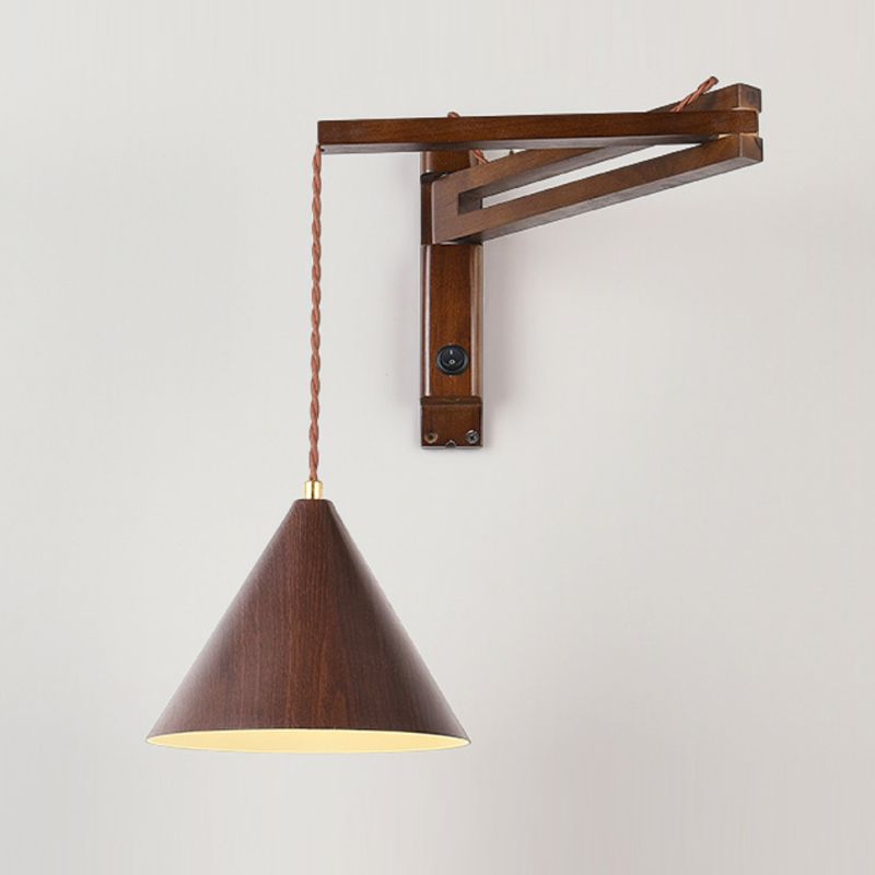 Vintage Muto | Regulowana lampa ścienna z drewna orzechowego i metalu | Przytulne oświetlenie do salonu