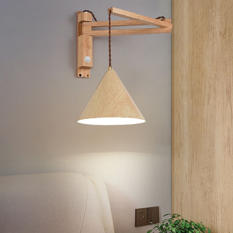 Vintage Muto | Regulowana lampa ścienna z drewna orzechowego i metalu | Przytulne oświetlenie do salonu