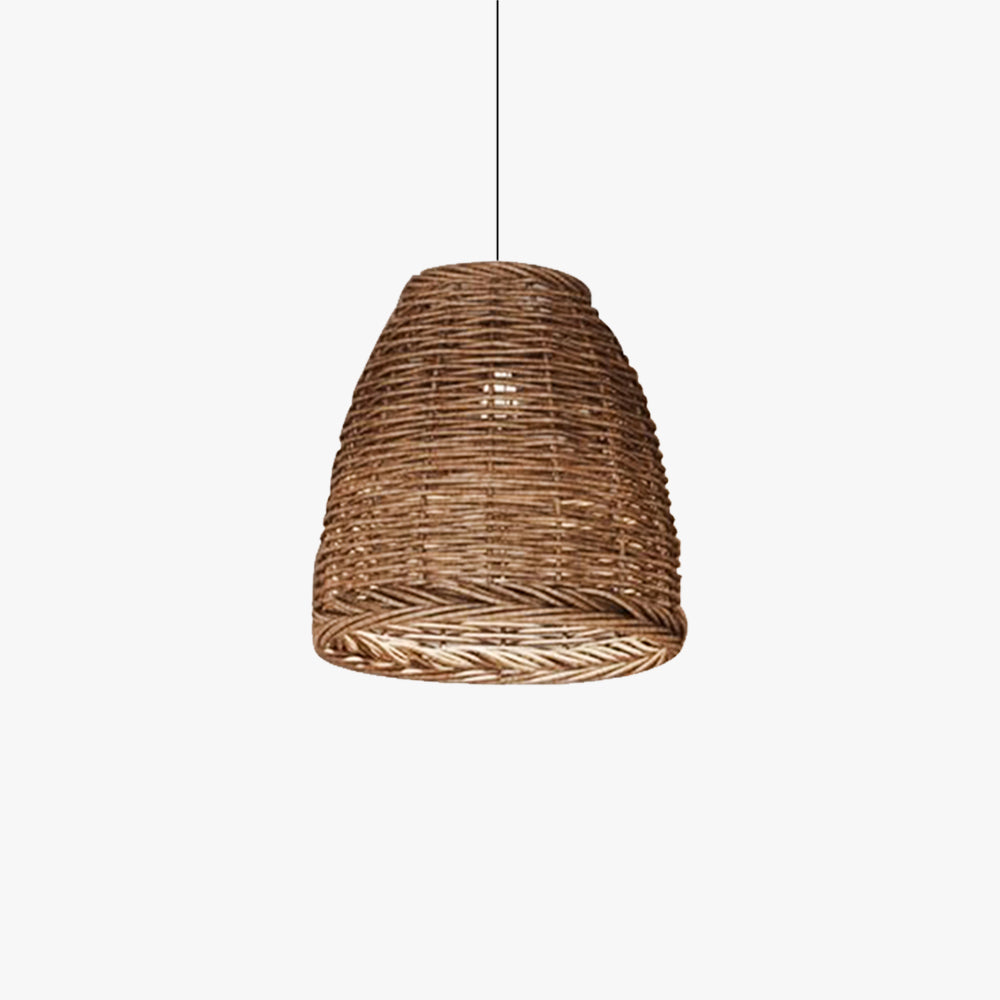 Rattanowa Lampa Wisząca LED | Regulowana Wysokość | Styl Vintage do Kuchni i Jadalni