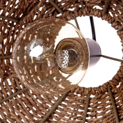 Rattanowa Lampa Wisząca LED | Regulowana Wysokość | Styl Vintage do Kuchni i Jadalni