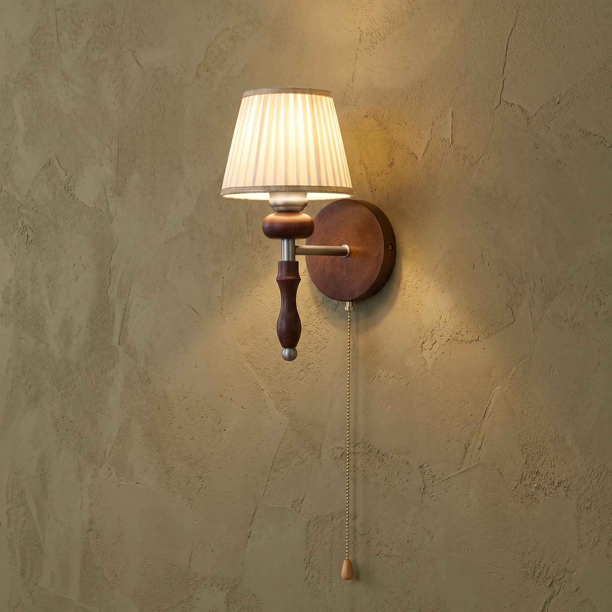 Vintage | Elegancka lampa ścienna z tekstylnym abażurem | Ciepłe i nastrojowe oświetlenie