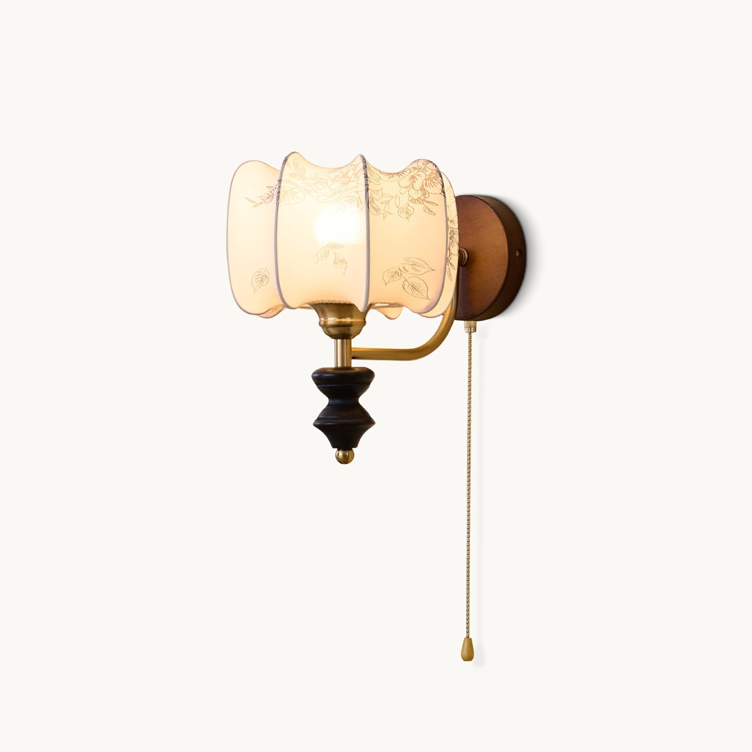 Vintage | Elegancka lampa ścienna z tekstylnym abażurem | Ciepłe i nastrojowe oświetlenie