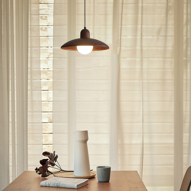 Kolekcja Wabi-Sabi | Lampa wisząca z drewna orzechowego z delikatnym światłem ambientowym | Minimalistyczny design dla spokojnych i relaksujących wnętrz