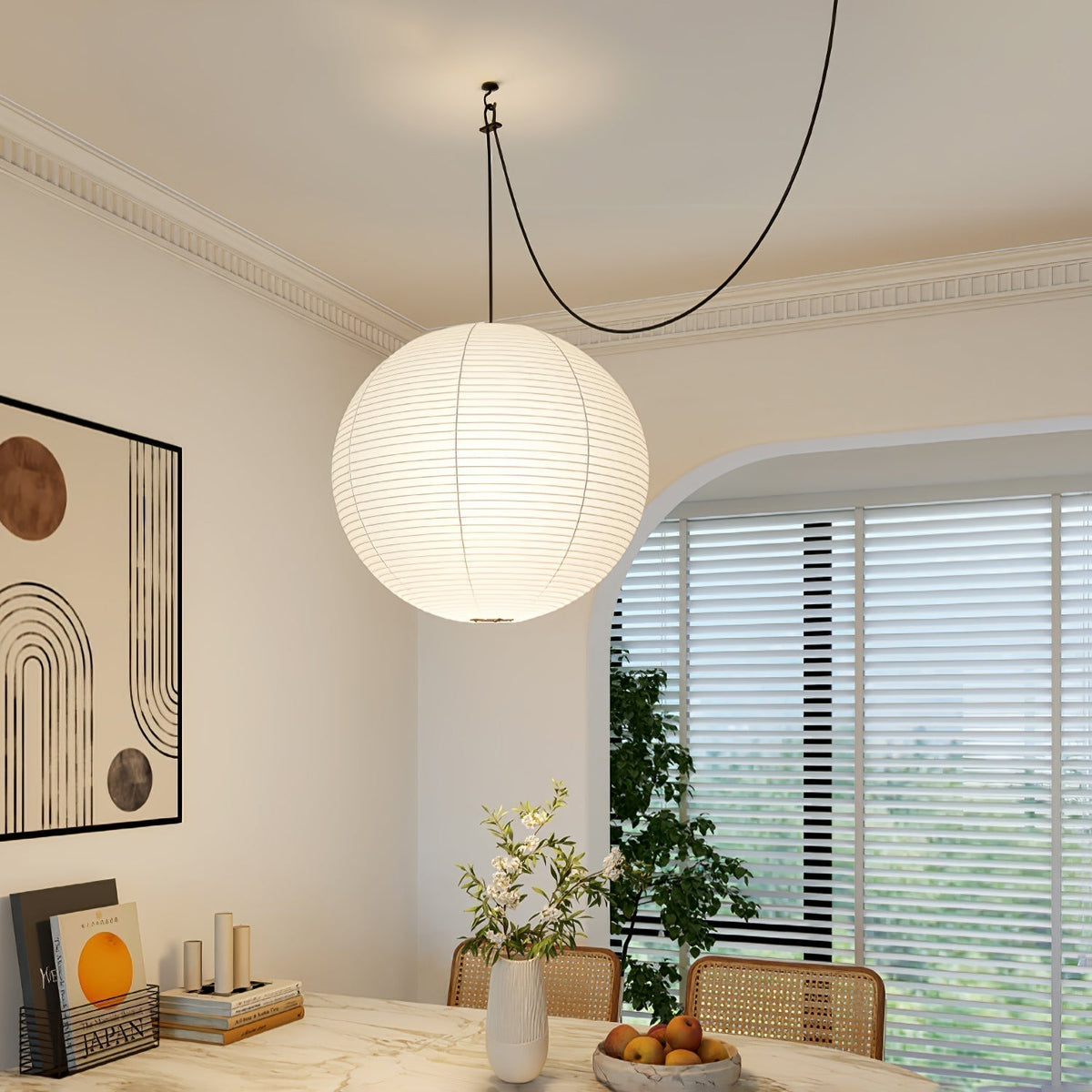 Lampa Wisząca Wabi Sabi Kula z Metalu i Papieru