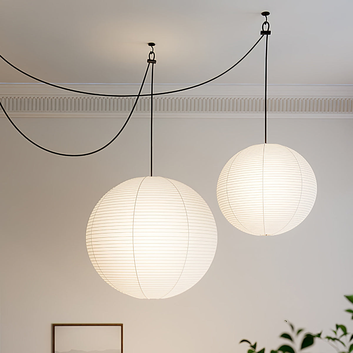 Lampa Wisząca Wabi Sabi Kula z Metalu i Papieru